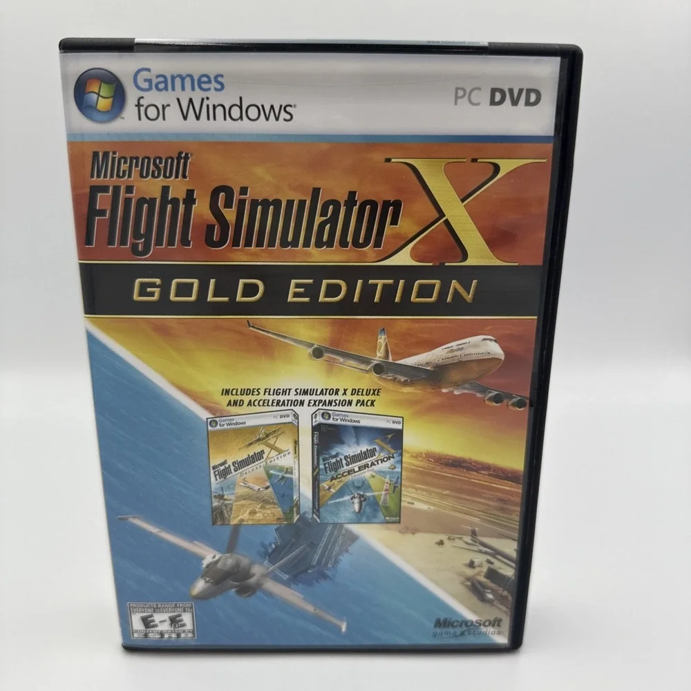 Microsoft FLIGHT SIMULATOR X: GOLD EDITION, PC Windows 2008 - 3 Disks Complete